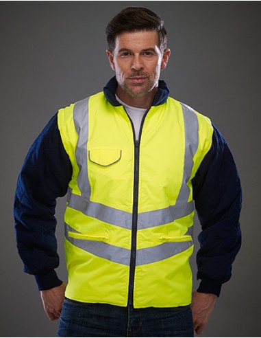 Y-HVW703-Hi-Vis Chevron Quilted Jacket